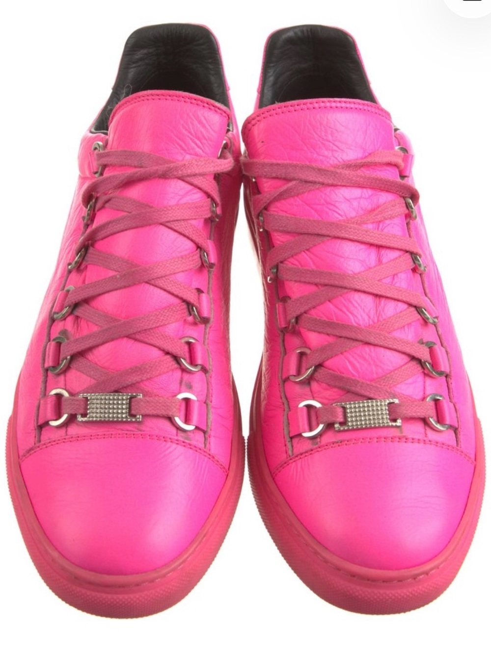 Balenciaga Hot Pink Leather Low-Top Sneakers